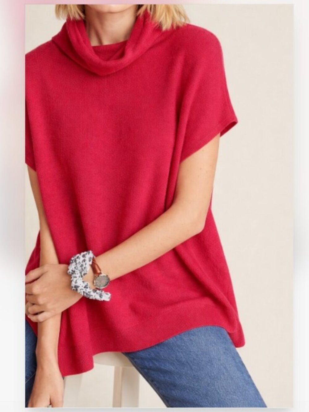 Anthropologie Patty Cowl Neck Cashmere Poncho, XS